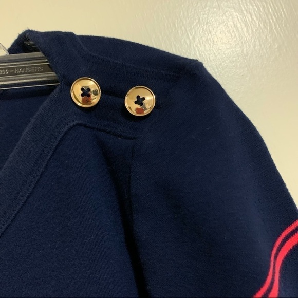 Kim Rogers Decorative Shoulder Buttons Striped Red, White, Blue Blouse. Size XL - Picture 4 of 6